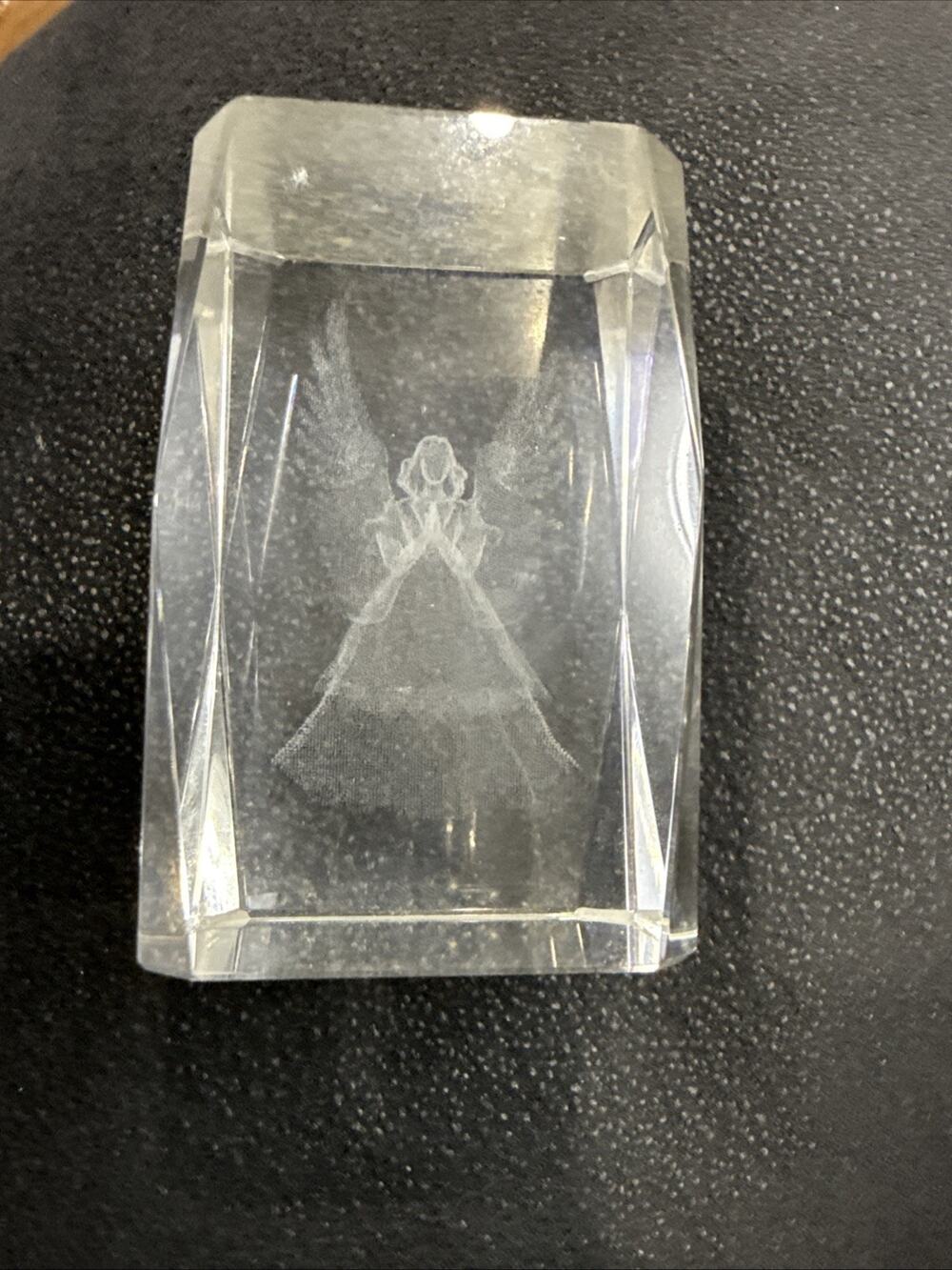 3D Laser Etched Angel Clear Crystal Glass Paperweight *